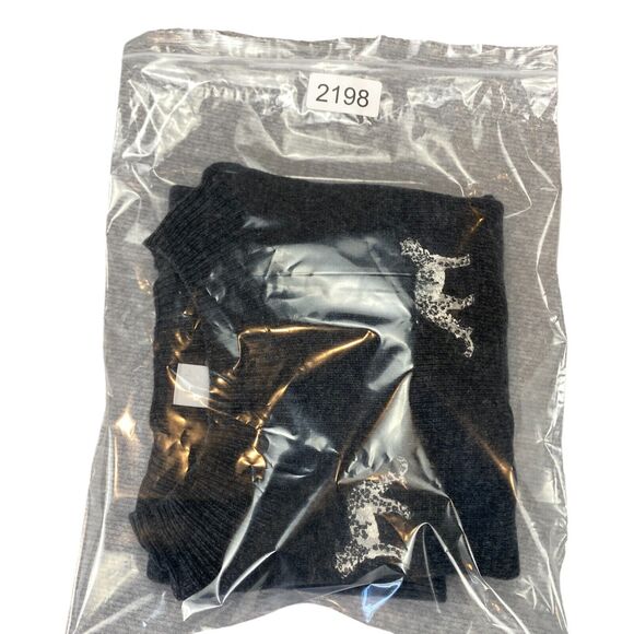 Chico's Sweater Women's S Gray Embroidered Cheetah Ribbed Sleeve & Hem Crew Neck - Picture 11 of 11